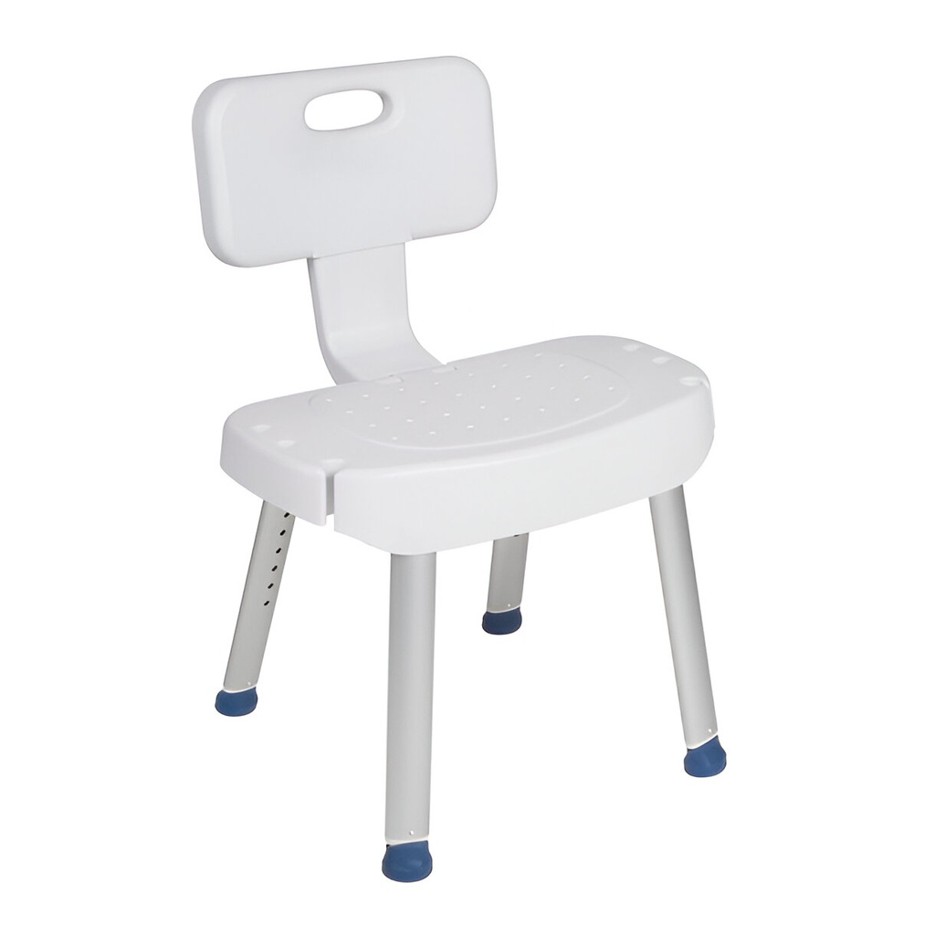 Silla de baño con respaldo plegable y agarraderas removibles